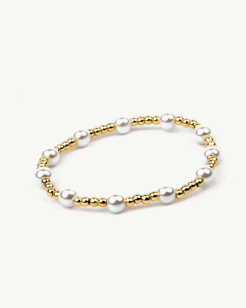 Gold Bead and Pearl Bracelet