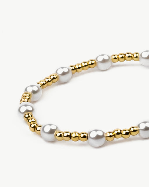 Gold Bead and Pearl Bracelet