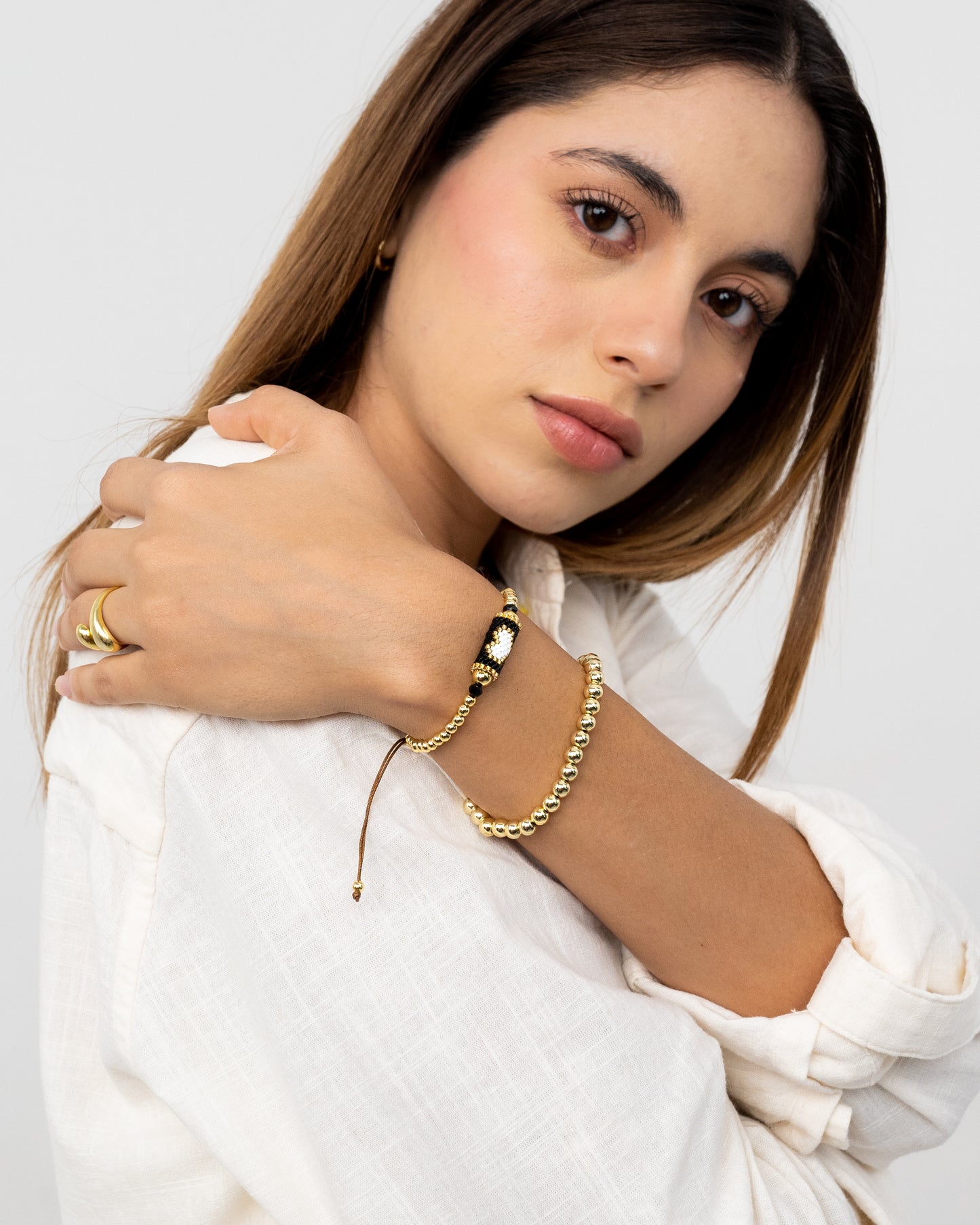 Black and White Heart Bracelet