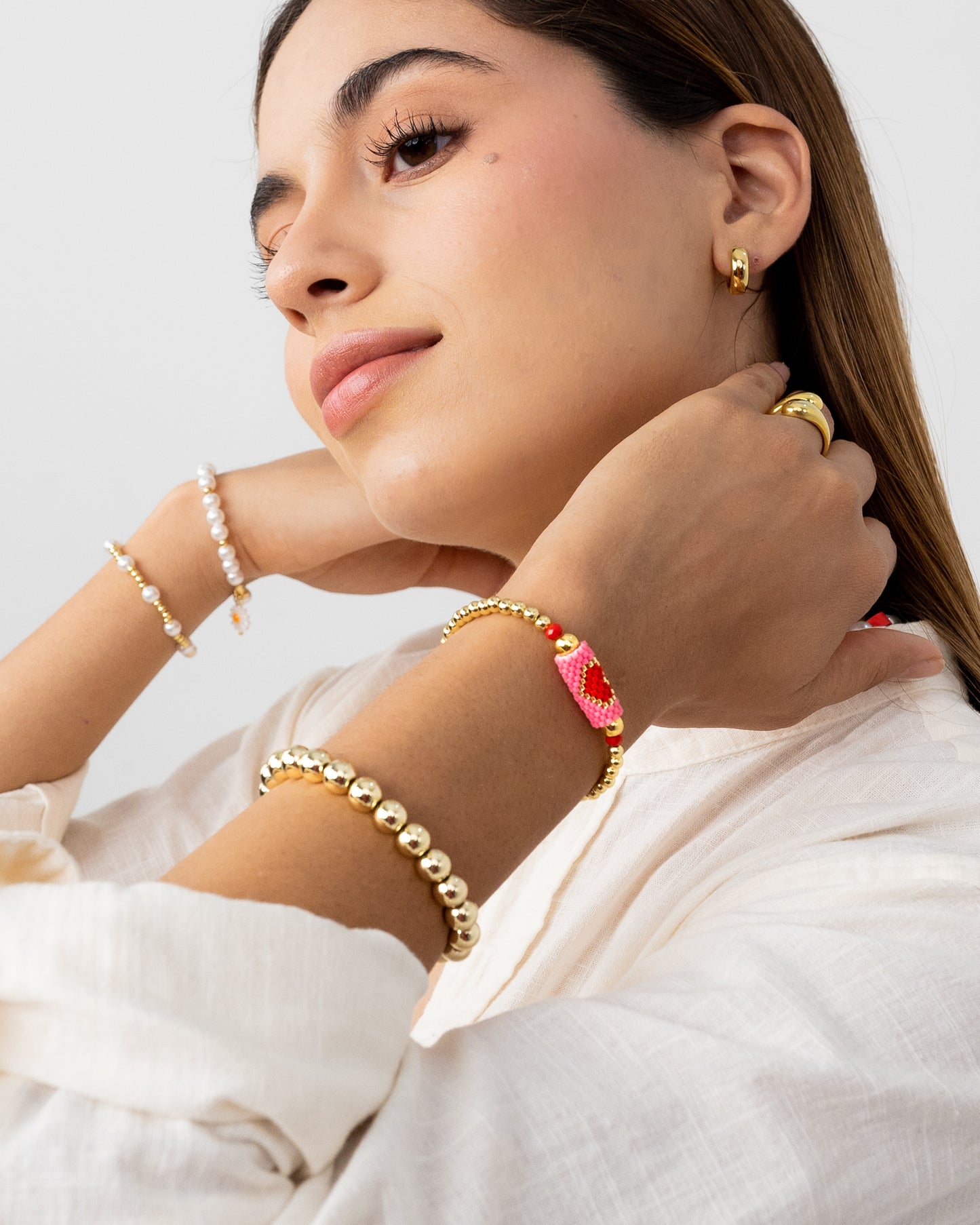 Red and Pink Heart Charm Bracelet