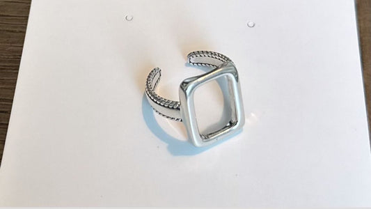 Square Sterling Silver Adjustable Ring